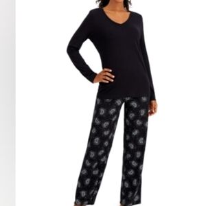 Charter club plus size cotton pajama top long sleeve black XXL